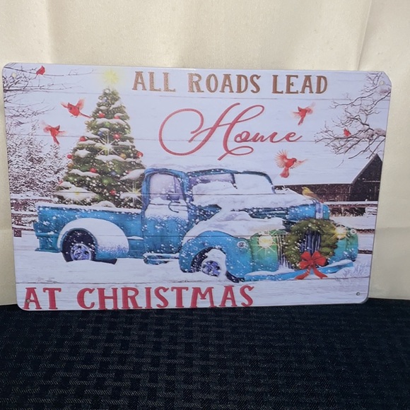 Christmas Decoration Cardinal Blue Truck “All Roads Lead House at Christ… - Picture 5 of 5